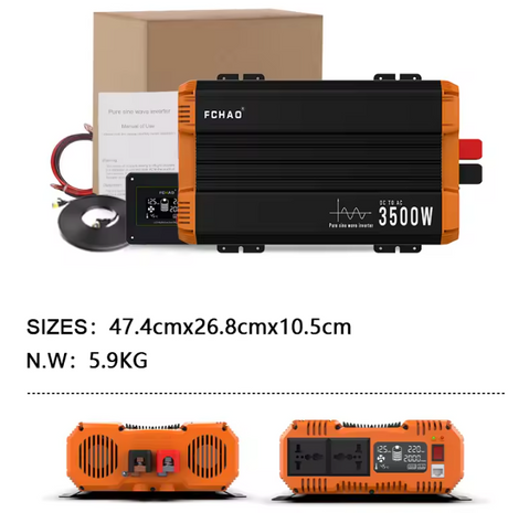 Pure Sine Wave Inverter LCD Display 3kW, 5kW, 6kW, 7kW Peak Power pure sine inverter BushLine 3500W-48V 220V-240V 50Hz