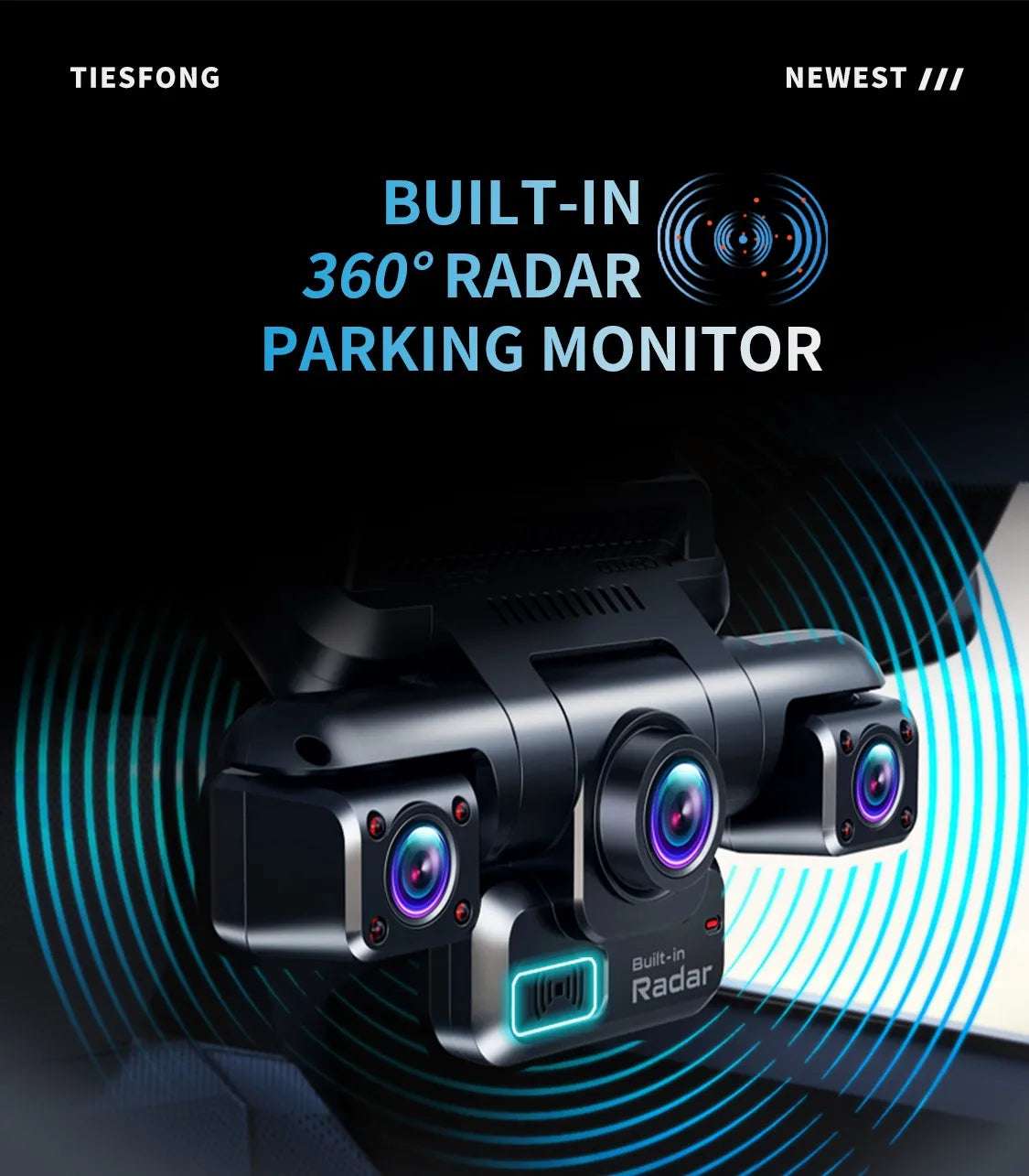 4CH GPS Radar Dash Cam 360° 24H Parking Monitor Smart Technology  