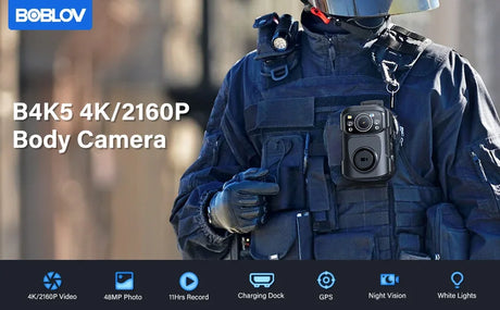 4K Body Camera IP68 GPS Bodycam 128GB & Charging Dock Security Cameras  
