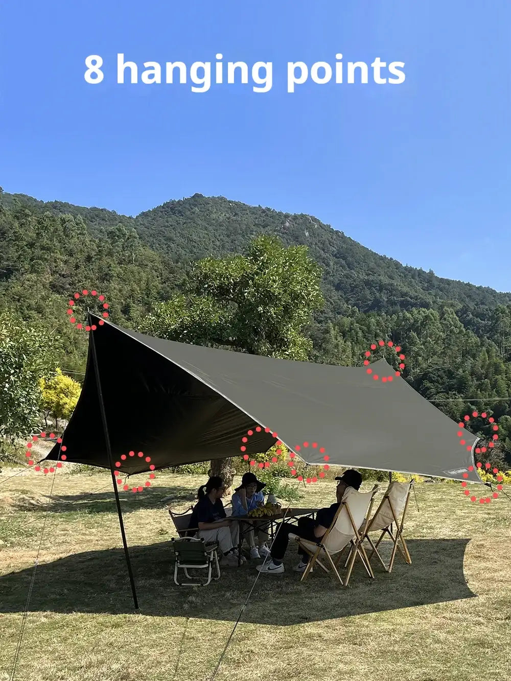 5.1 x 5.1m Tarp Waterproof Awning Shade Tent Shelter Sunshade Camping Equipment  BushLine