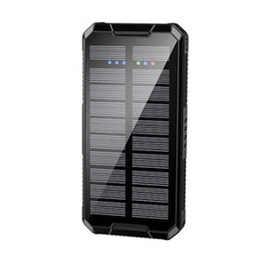 Solar power bank with Qi wireless charging and LED torch
