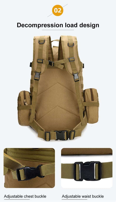 55L-70L Molle Tactical Backpack 4in1 BackPacks  