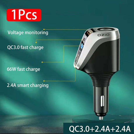66W Super Fast Charge 1-to-3 Power to USB Automotive  