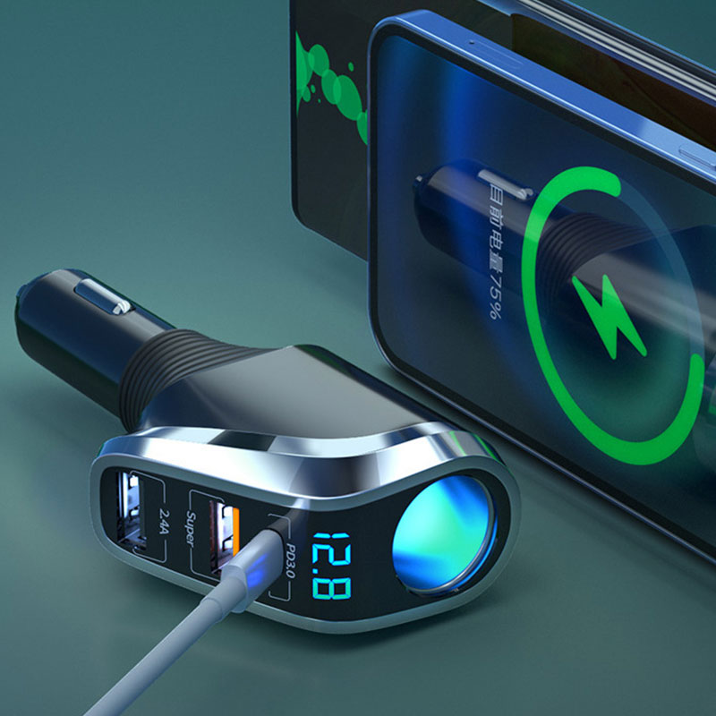 66W Super Fast Charge 1-to-3 Power to USB Automotive  BushLine
