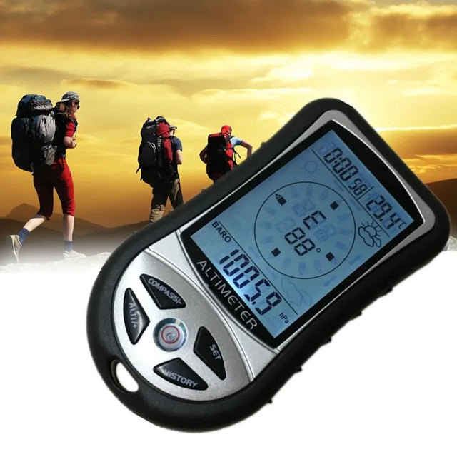 8-in-1 Handheld Altimeter Compass Pressure Elevation Thermometer Smart Technology  