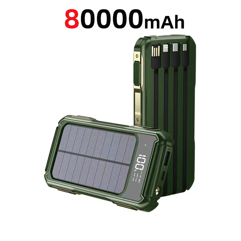 80000mAh Large Capacity Solar Power Bank solar power BushLine Green