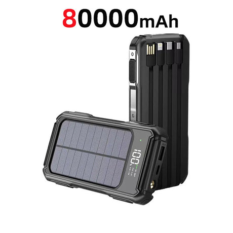 80000mAh Large Capacity Solar Power Bank solar power BushLine Black