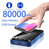 80000mAh Solar Power Bank Wireless 4 USB LED Outdoor Powerbank wifi & wireless  