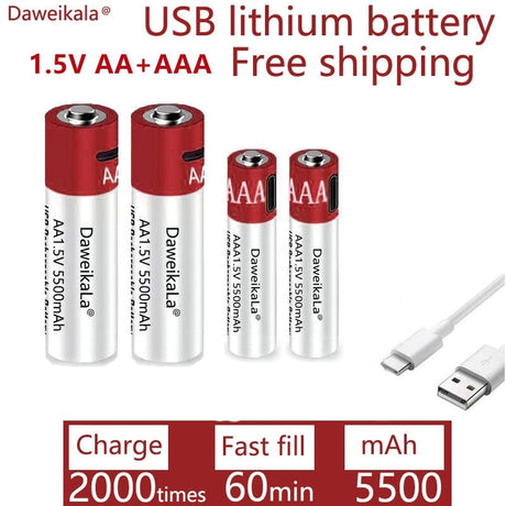 AA+AAA 5500mah Rechargeable Lithium Battery Rechargeable Batteries  
