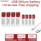 AA+AAA 5500mah Rechargeable Lithium Battery Rechargeable Batteries  BushLine