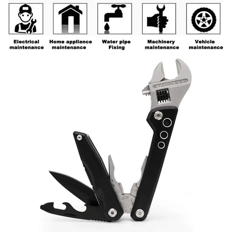 Adjustable Multi functional Wrench Folding Knife Pliers Screwdriver tools  