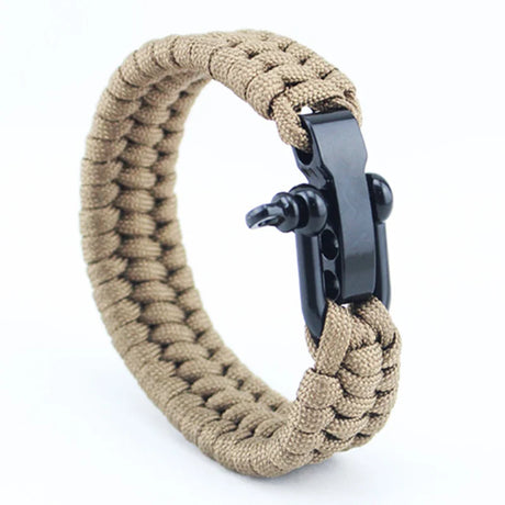 Adjustable Paracord Survival Wristband 23cm army surplus BushLine Khaki 23cm