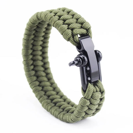 Adjustable Paracord Survival Wristband 23cm army surplus BushLine Green 23cm