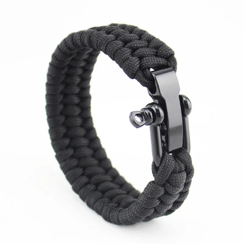 Adjustable Paracord Survival Wristband 23cm army surplus BushLine Black 23cm