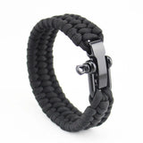 Adjustable Paracord Survival Wristband 23cm army surplus BushLine Black 23cm