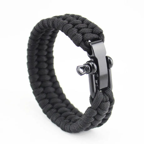 Adjustable Paracord Survival Wristband 23cm army surplus BushLine Black 23cm