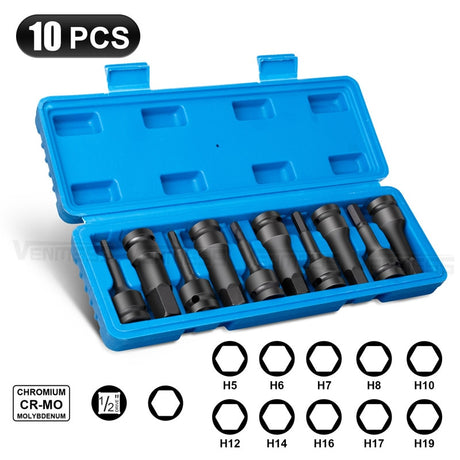 Allen Key 1/2" Impact Hex Head Bit Set Metric tools BushLine 10PCS