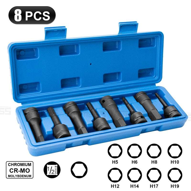 Allen Key 1/2" Impact Hex Head Bit Set Metric tools  BushLine
