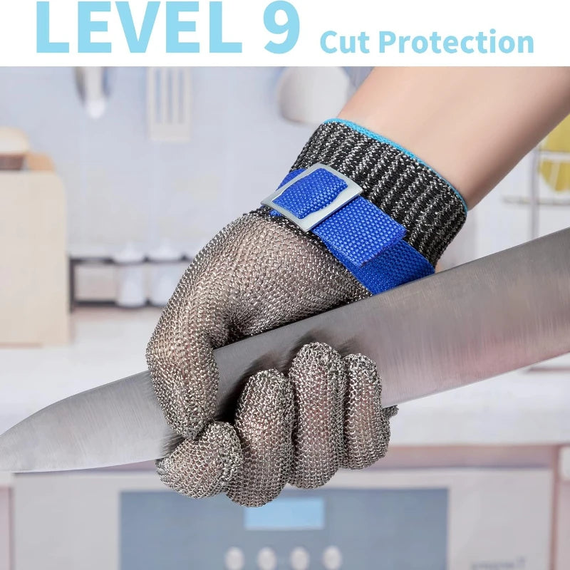 Anti-Cut Gloves Stainless Steel Wire Metal Mesh Hi-Vis & Safety  