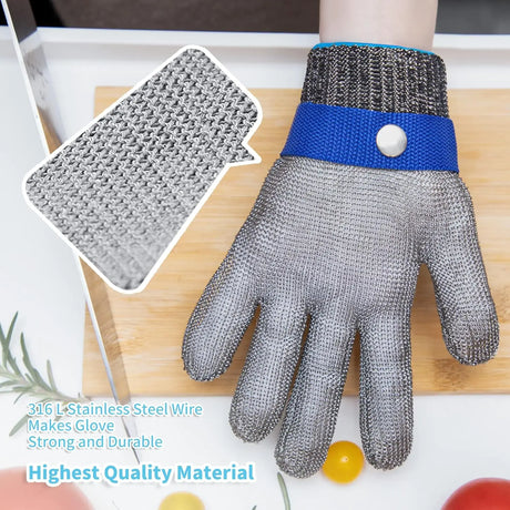 Anti-Cut Gloves Stainless Steel Wire Metal Mesh Hi-Vis & Safety  