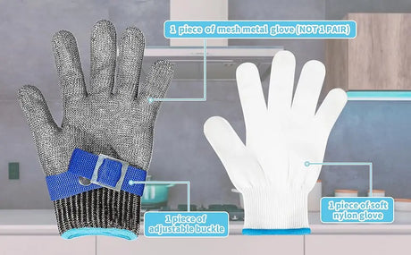 Anti-Cut Gloves Stainless Steel Wire Metal Mesh Hi-Vis & Safety  