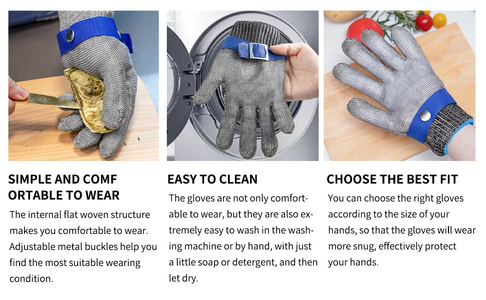Anti-Cut Gloves Stainless Steel Wire Metal Mesh Hi-Vis & Safety  BushLine