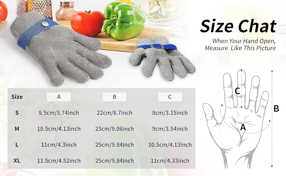 Anti-Cut Gloves Stainless Steel Wire Metal Mesh Hi-Vis & Safety  BushLine