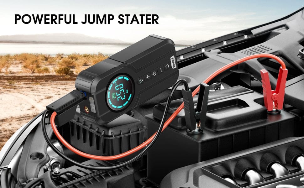 BUVAYE Car Jump Starter Air Pump Portable Air Compressor   