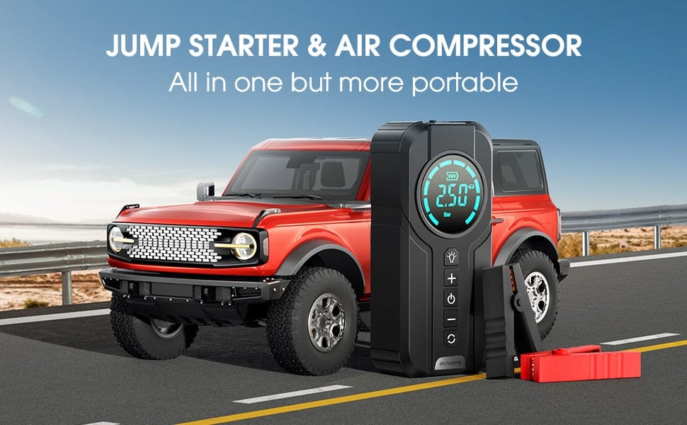 BUVAYE Car Jump Starter Air Pump Portable Air Compressor   BushLine