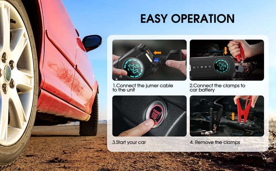 BUVAYE Car Jump Starter Air Pump Portable Air Compressor   BushLine