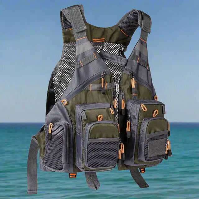 Bassdash Breathable Fishing Tackle Vest Jacket Marine & Fishing BushLine Army green