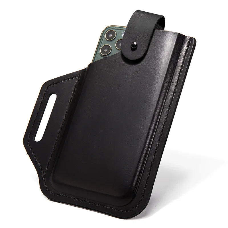 Genuine Leather Belt Phone Holster phone stuff BushLine Black S25-S20 Ultra