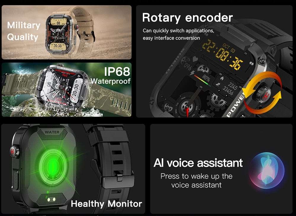Bluetooth Call Fitness Voice Assist Watch Watchs  BushLine