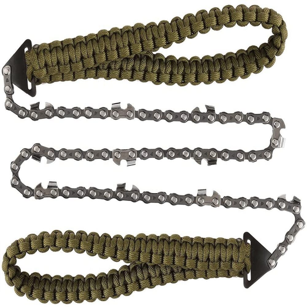 Hand Saw Portable Pocket Chain Saw Paracord Handle Emergency Survival survival BushLine Green Army Green
