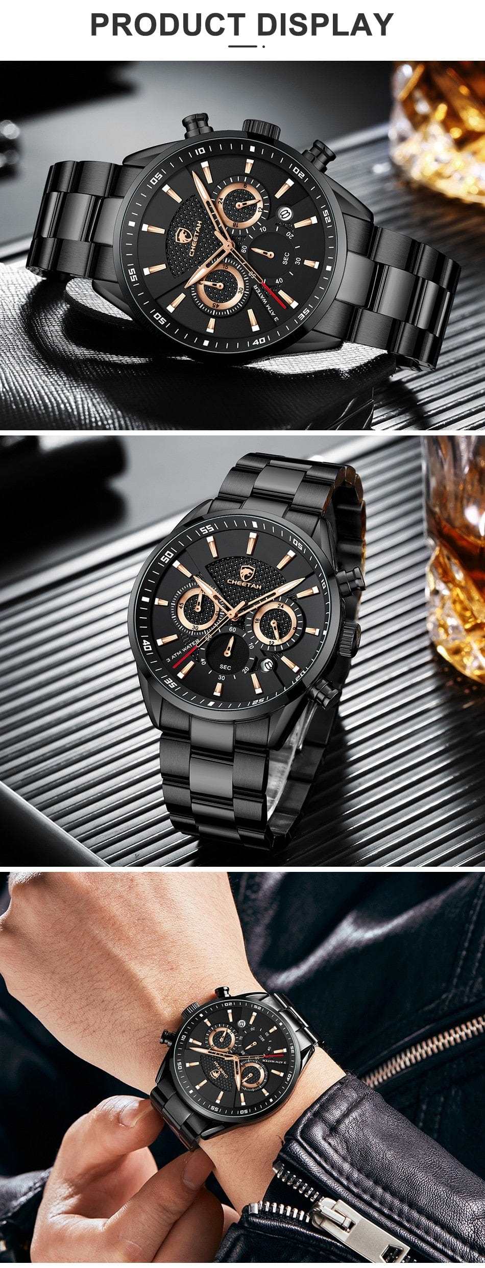 CHEETAH 1613G Casual Sport Chronograph Watch Quartz Watchs  BushLine
