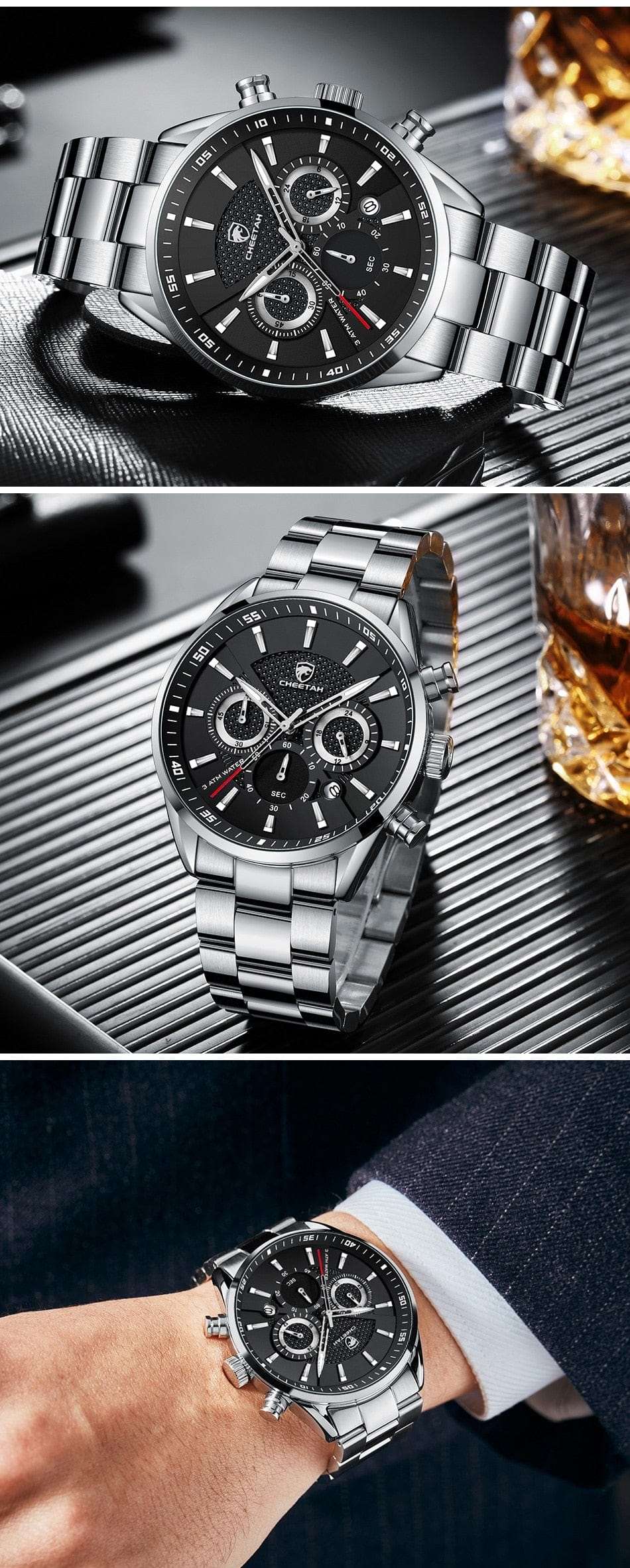 CHEETAH 1613G Casual Sport Chronograph Watch Quartz Watchs  BushLine