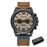 CURREN 8314 Waterproof Sport Watch Genuine Leather Watchs BushLine black grey
