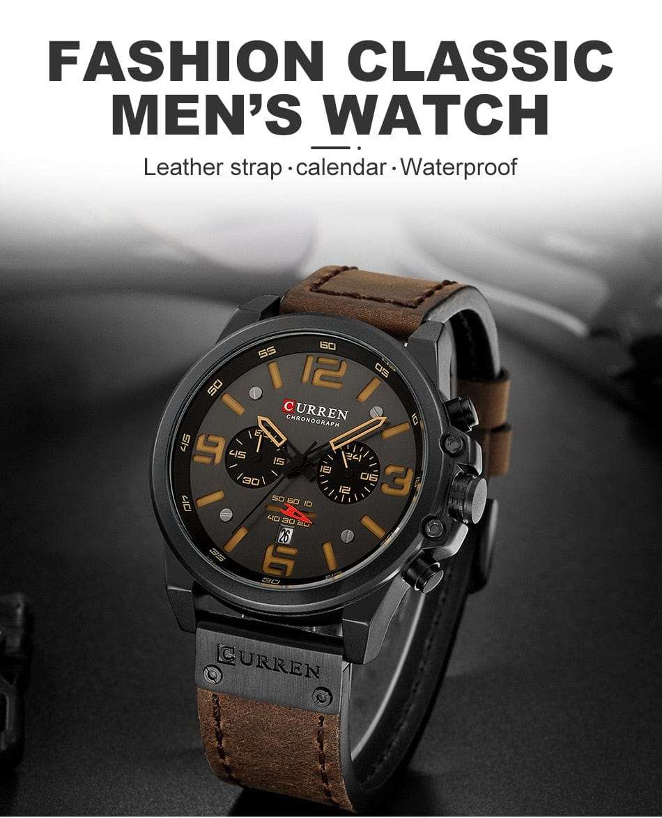 CURREN 8314 Waterproof Sport Watch Genuine Leather Watchs  BushLine