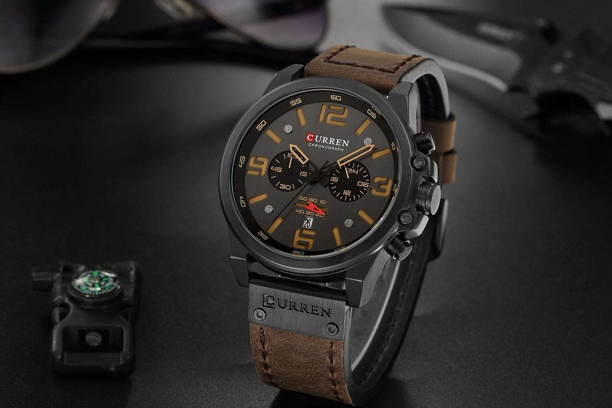 CURREN 8314 Waterproof Sport Watch Genuine Leather Watchs  BushLine