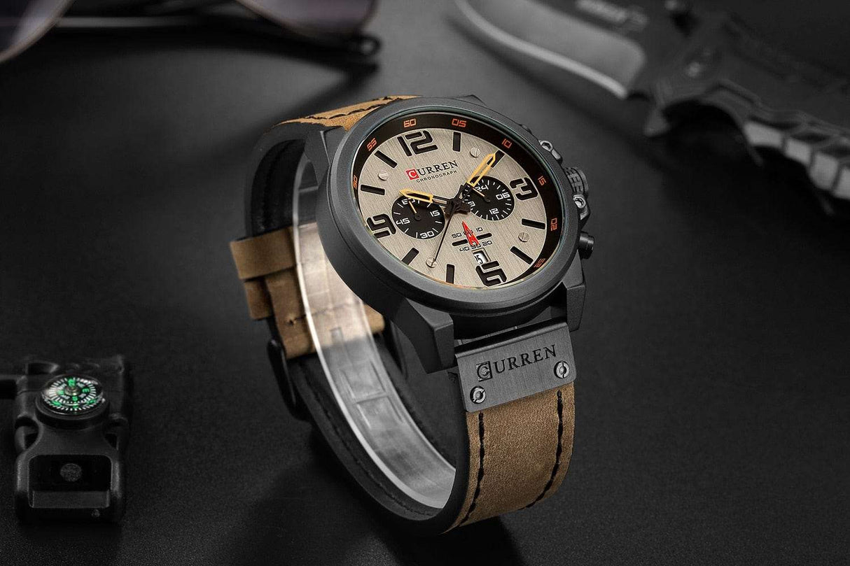 CURREN 8314 Waterproof Sport Watch Genuine Leather Watchs  BushLine