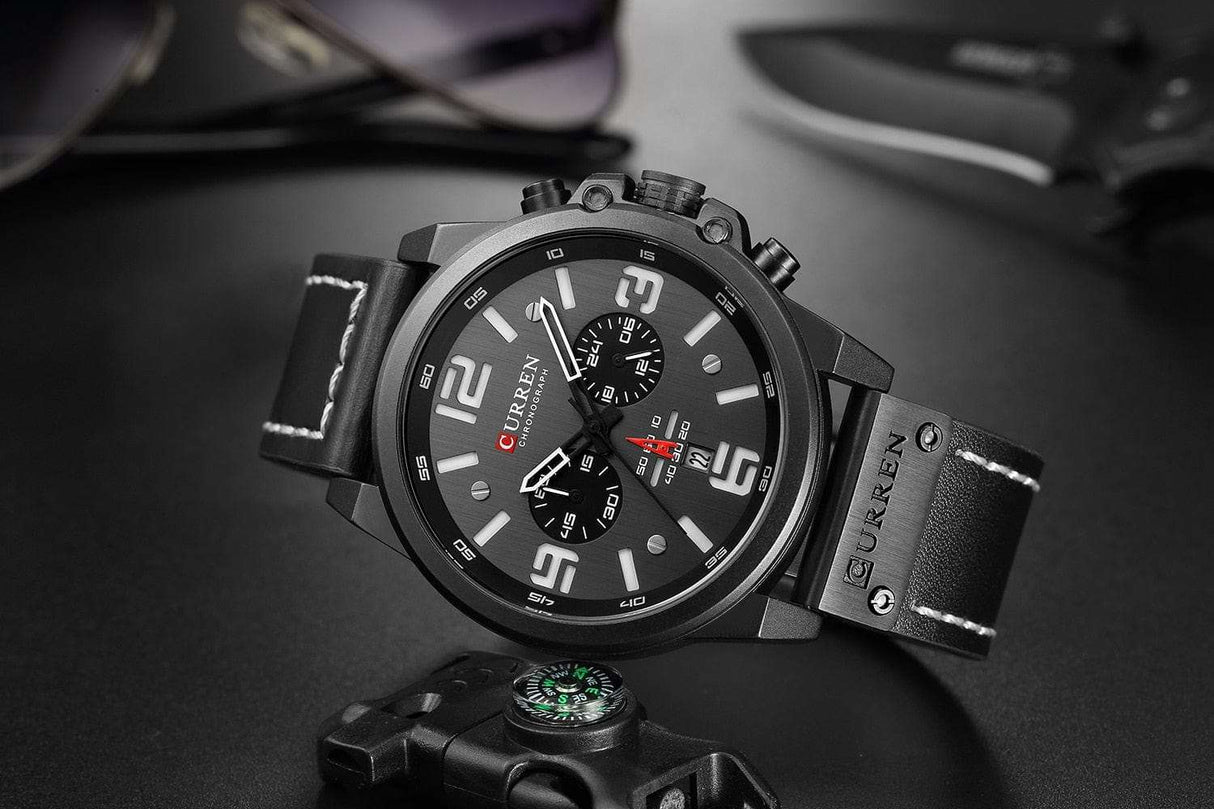 CURREN 8314 Waterproof Sport Watch Genuine Leather Watchs  BushLine