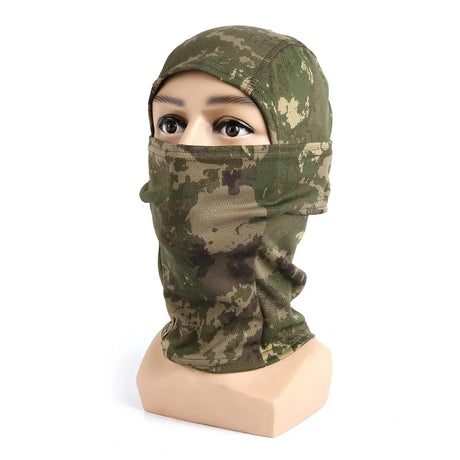 Camo Balaclava Full Face Cap Helmet Liner Neck Gaiter Outdoor Clothing BushLine Variegated jungle
