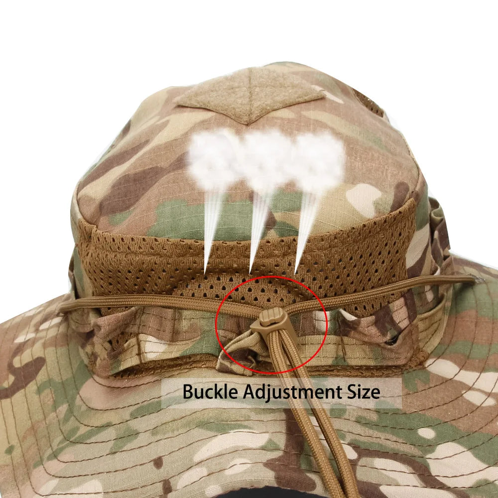 Camo Brimmed Breathable Bucket Hat tactical hats  BushLine