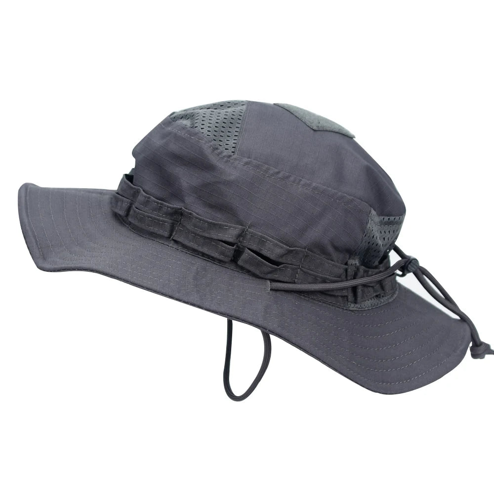 Camo Brimmed Breathable Bucket Hat tactical hats BushLine Grey