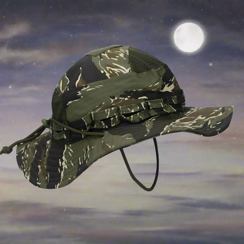 Camo Brimmed Breathable Bucket Hat tactical hats BushLine Tiger Spot Jungle