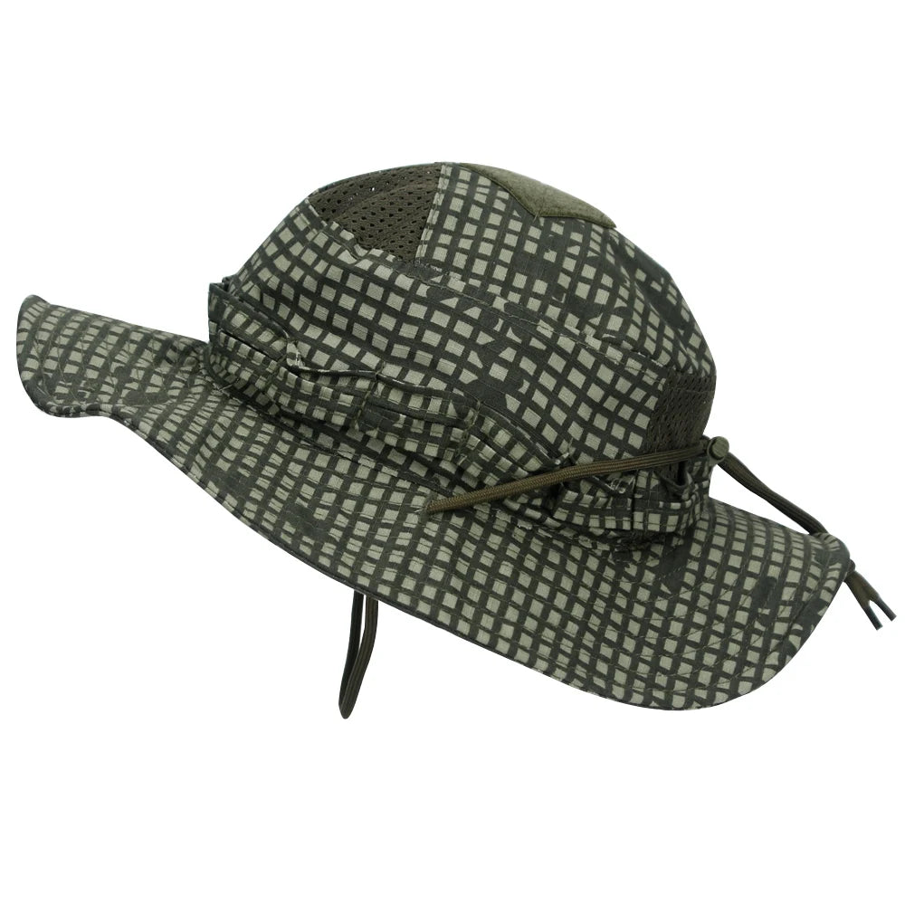 Camo Brimmed Breathable Bucket Hat tactical hats BushLine Lattice