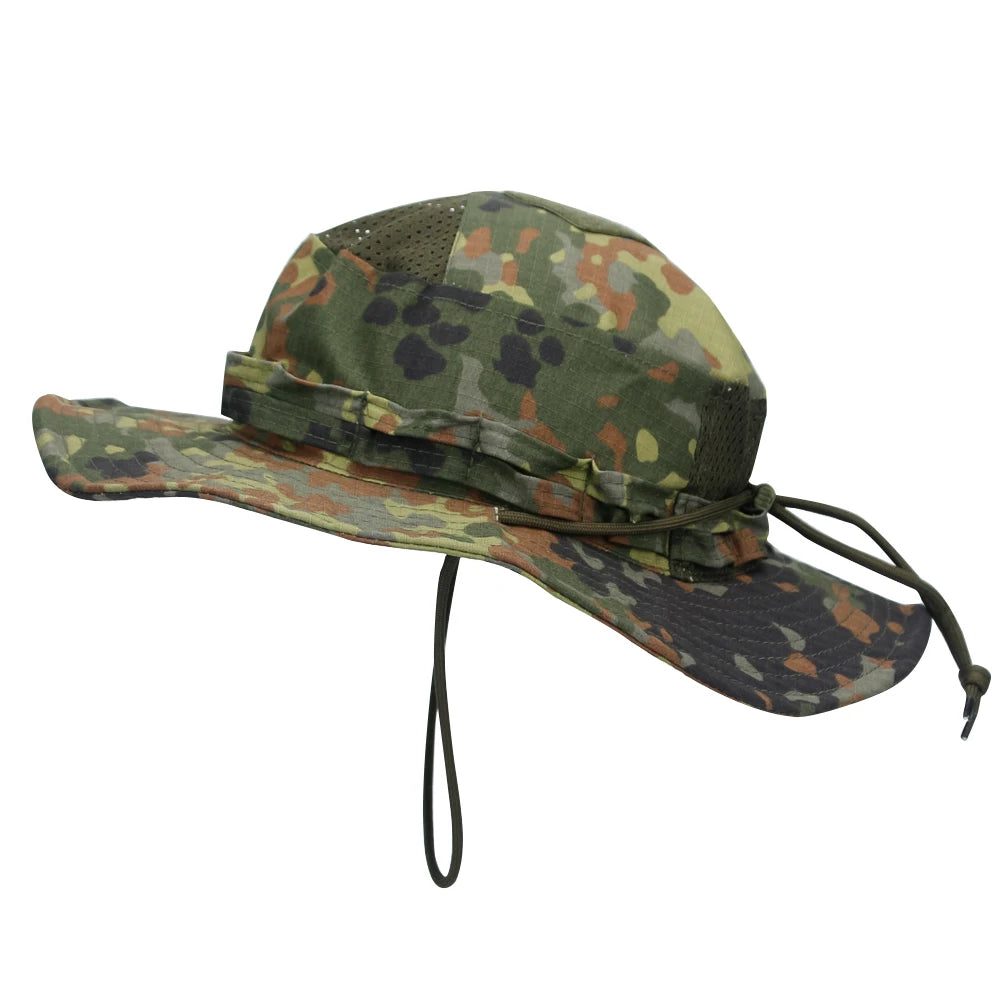 Camo Brimmed Breathable Bucket Hat tactical hats BushLine Deban Jungle