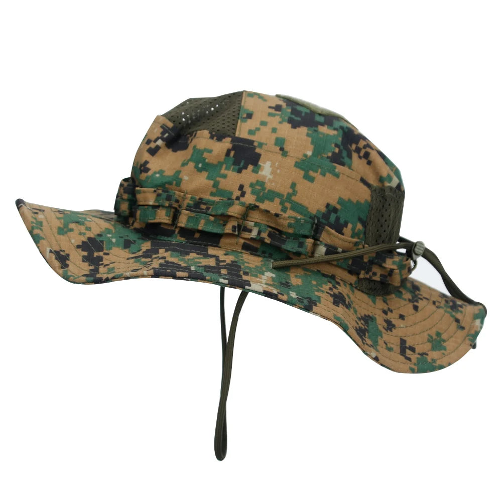 Camo Brimmed Breathable Bucket Hat tactical hats BushLine Jungle Digital