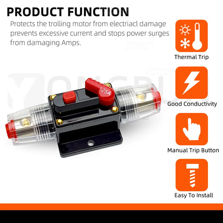 Circuit Breaker Fuse 20A to 300A Manual Reset Waterproof 12V 48V electrical supplys  