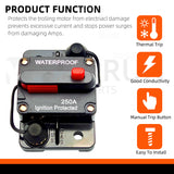 Circuit Breaker Fuse 20A to 300A Manual Reset Waterproof 12V 48V electrical supplys  BushLine
